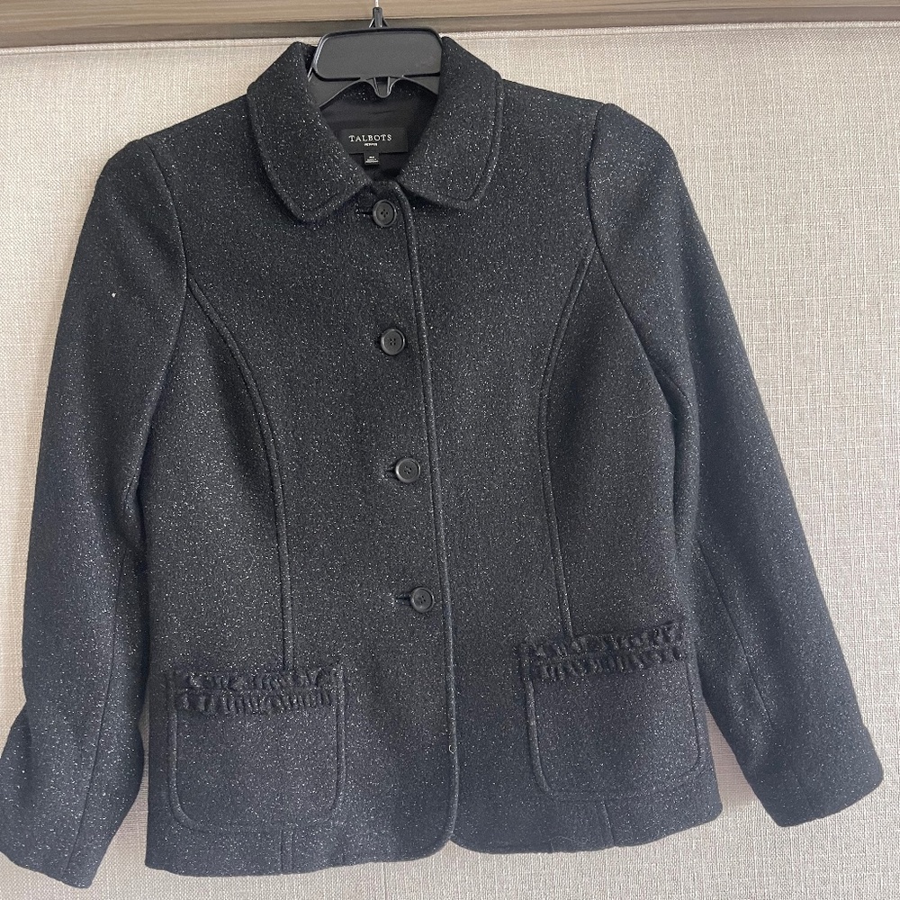 Talbots NWOT 6P Black/Silver Jacket